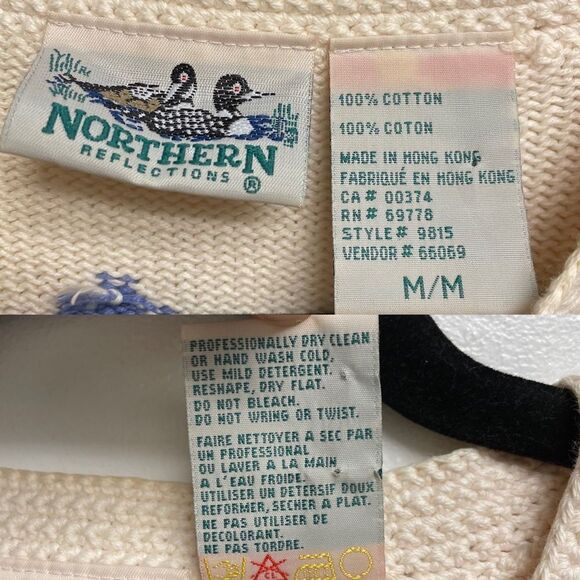 NORTHERN REFLECTIONS vintage Cottagecore cotton country cardigan sweater M - Picture 9 of 9